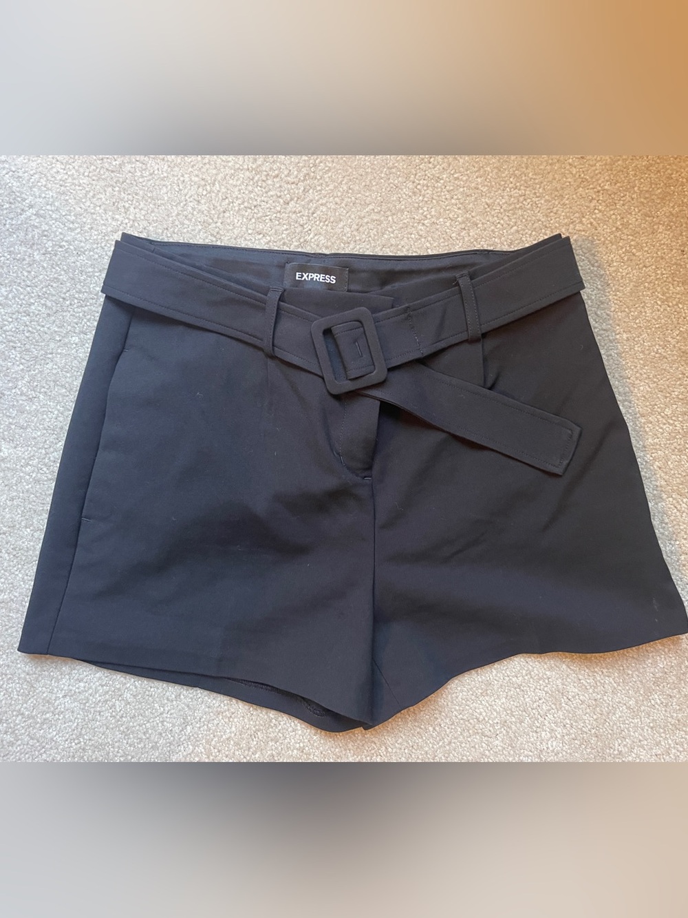 Express Black High-Waist Belted Women's Shorts